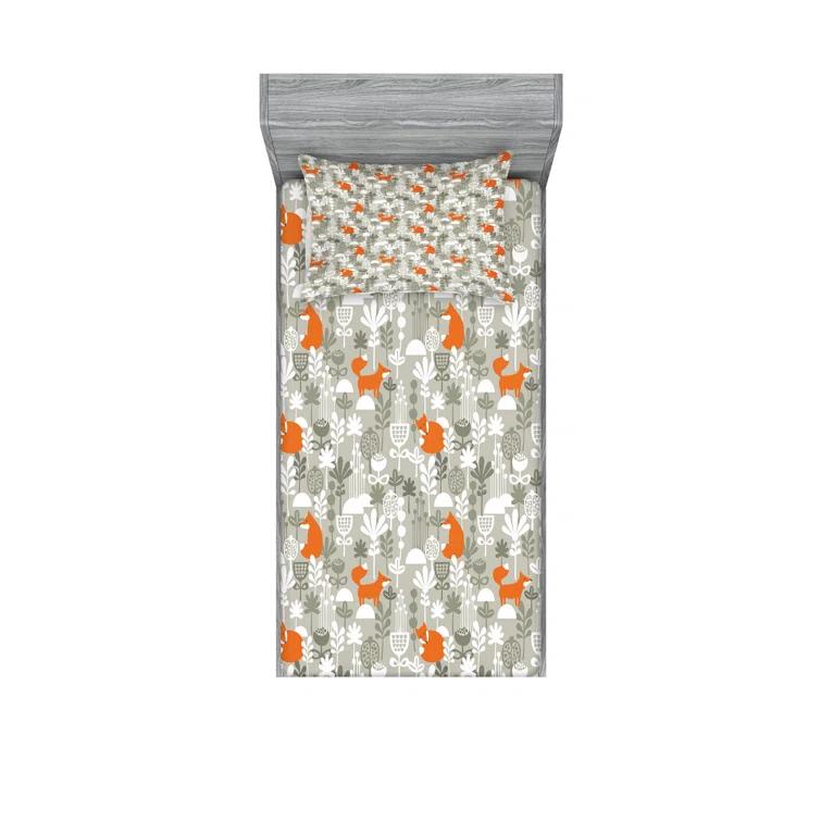 Ambesonne Microfiber Floral Sheet Set (Set of 2)