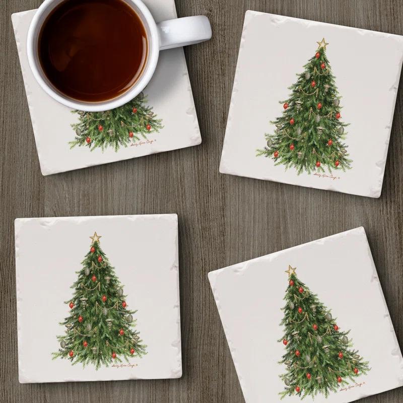 CounterArt O Christmas Tree 4-Pack Tumbled Tile Coasters (Set of 4)