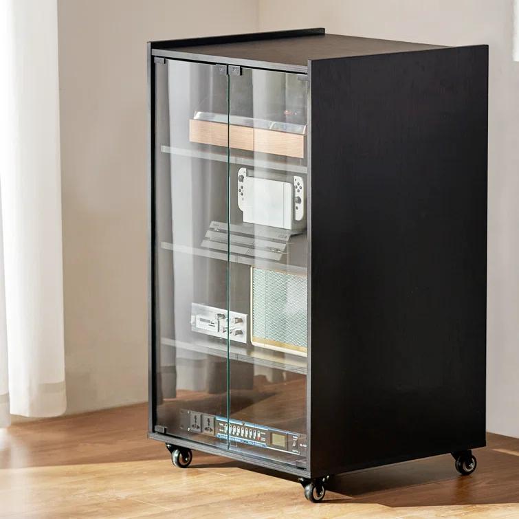 VEVOR 5-Tier AV Media Stand with Wheels, Wooden Audio-Video Media Stand for DVD Players/Cable Boxes/Games Consoles