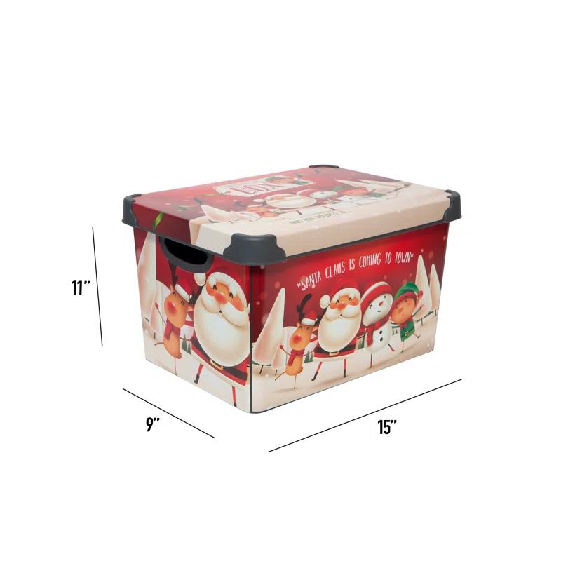 Simplify Santa Clause is Coming to Town Design Plastic Storage Tote