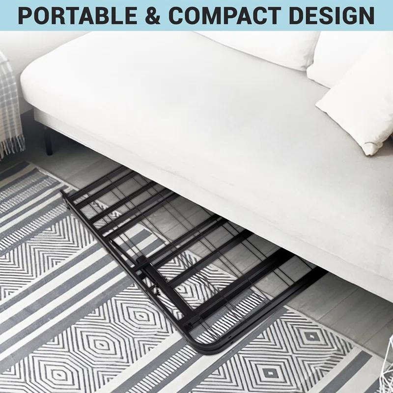 Alwyn Home Muscoy 14" Foldable Steel Bed Frame, No Box Spring Needed, Underbed Storage , Easy Assembly