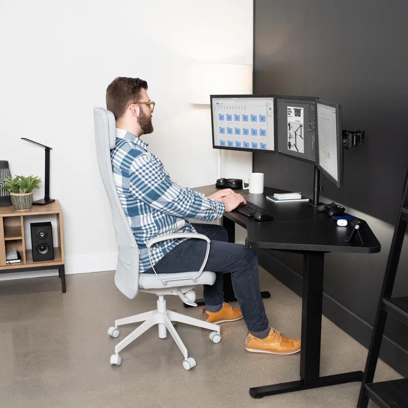 VIVO Corner Electric 71" x 24" Desk, Wing-Shaped Table Top