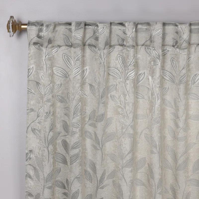 Superior Leaves Machine Washable Room Darkening Blackout Curtains With Back Tabs by Superior (Set of 2)