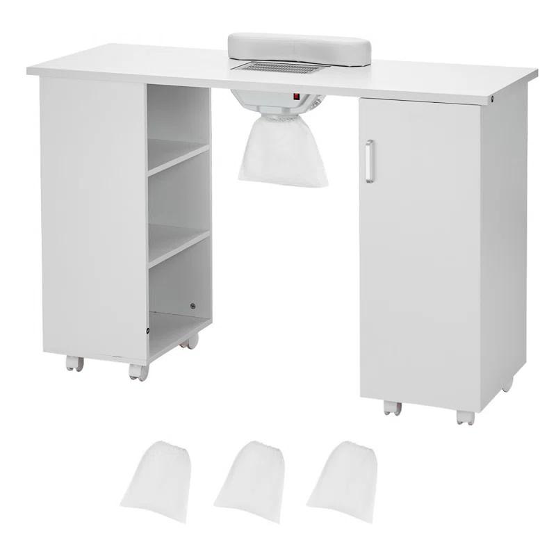 Hokku Designs Manicure Table, Nail Table Station with Electric Dust Collector, Moveable Nail Tech Desk