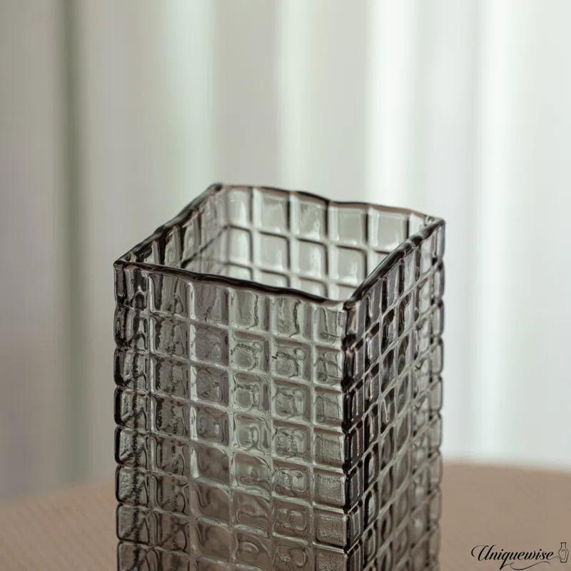 Uniquewise Set Of 10 And 12-Inch Square Frosted Gray Glass Table Vases - A Timeless Centerpiece For Dining Tables, Living Rooms, Bedrooms, Hotel Reception Areas And Conference Rooms, Ideal For Wedding Decor