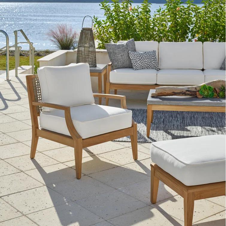 Coastal Living™ by Universal Furniture Chesapeake Teak Patio Chair with Sunbrella Cushions