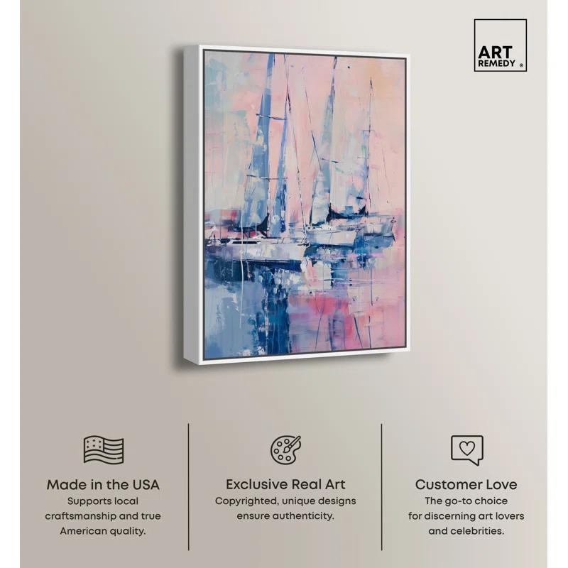 Art Remedy Art Remedy Pastel Sea Breeze Framed Sailing 1 Piece Canvas Wall Art 57710