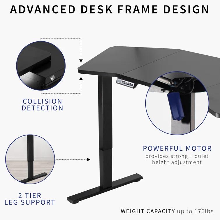 Vivo VIVO Corner Electric 71" x 24" Desk, Wing-Shaped Table Top