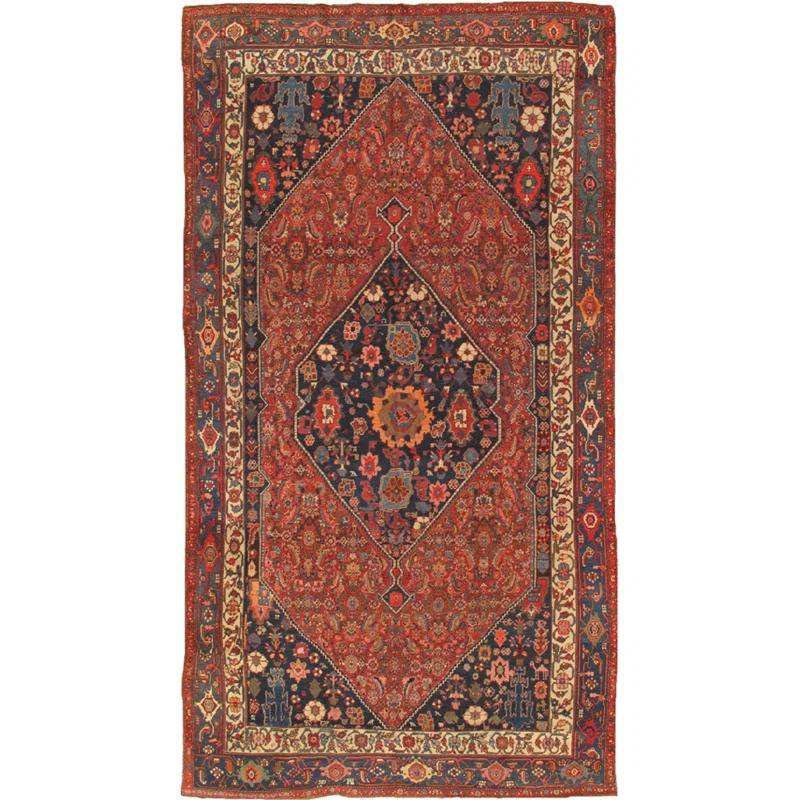Pasargad Azerbaijan One-of-a-Kind Rectangle 7'7" X 13'10" 1910s Wool Area Rug in Black/Firebrick