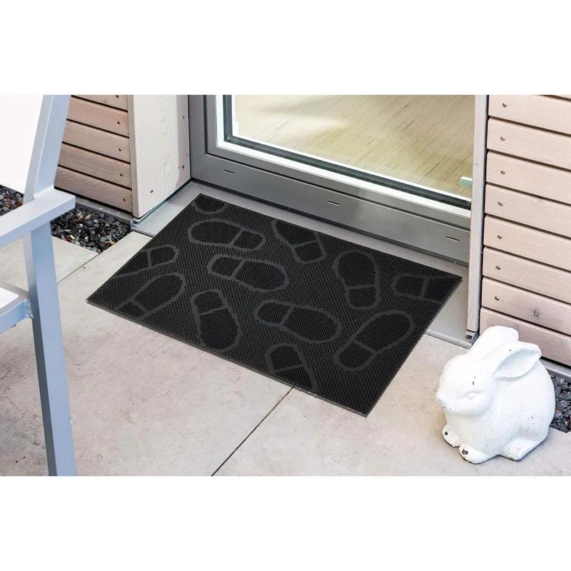 Evideco Outdoor Mat Front Rubber Shoeprint 30 in. x 18 in. Non-Slip Outdoor Door Mat