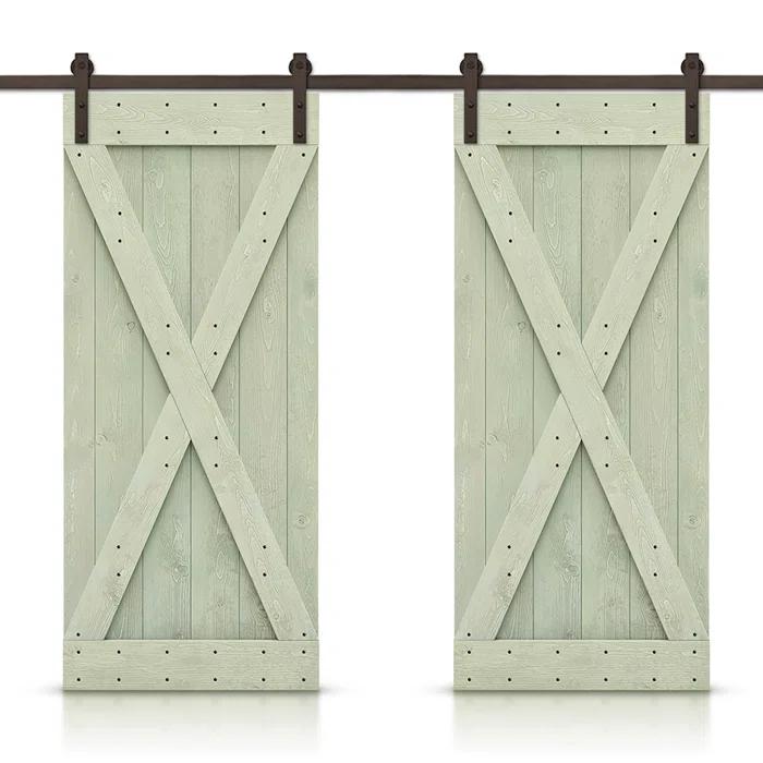 Calhome 84'' Solid Wood Paneled Painted with Installation Hardware Kit Barn Door