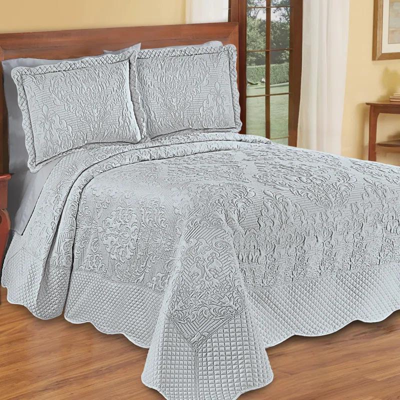 Winston Brands Lovely Victoria Damask Textured Design Oversized Bedspread