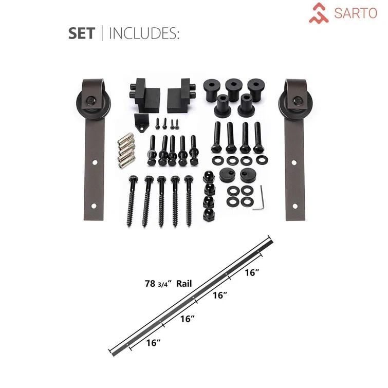 SARTODOORS Felicia Frosted Glass Barn Door with Installation Hardware Kit