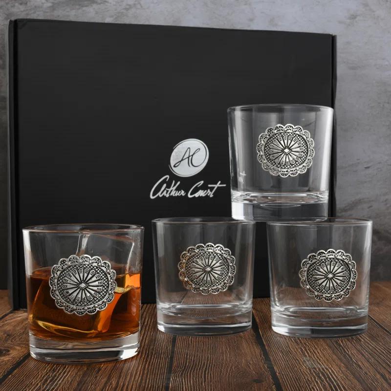 Arthur Court Designs Arthur Court Designs 4 - Piece 12oz. Western Concho Whiskey Glass Glassware Set (Set of 4)