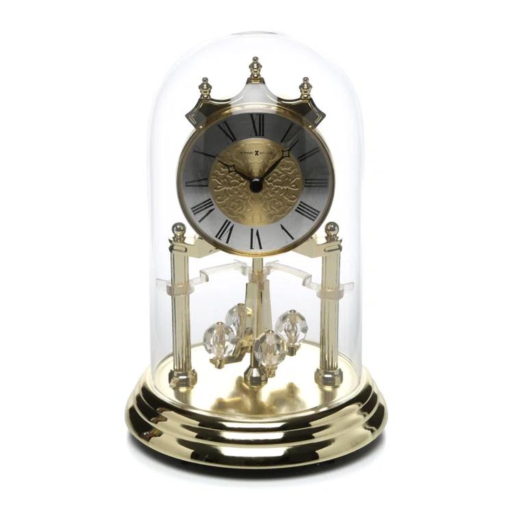 Howard Miller® Christina Glam Roman Numeral Quartz Movement / Crystal Tabletop Clock in Polished Brass