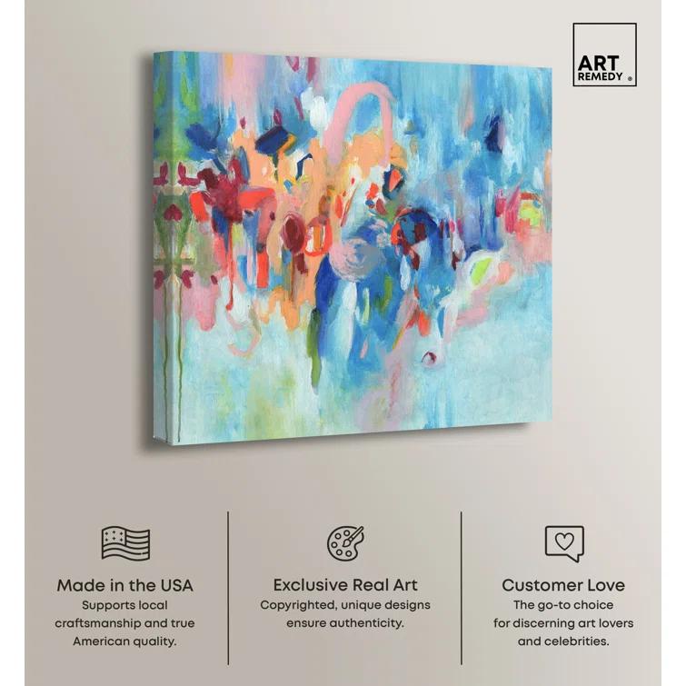 Art Remedy Art Remedy New Sky Framed Blue Abstract 1 Piece Canvas Wall Art 57079