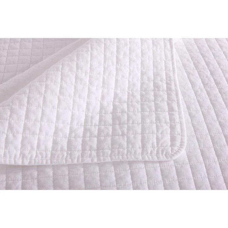 MarCielo WhiteCT Quilt Check Cotton Plaid Quilt Set