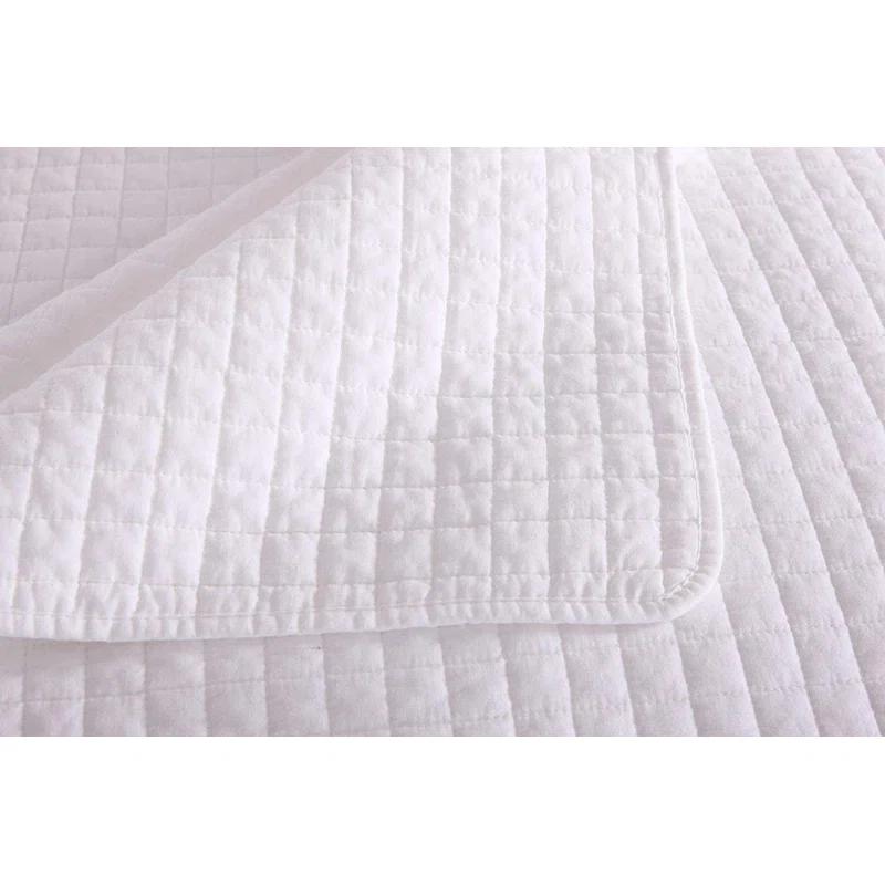 MarCielo WhiteCT Quilt Check Cotton Plaid Quilt Set