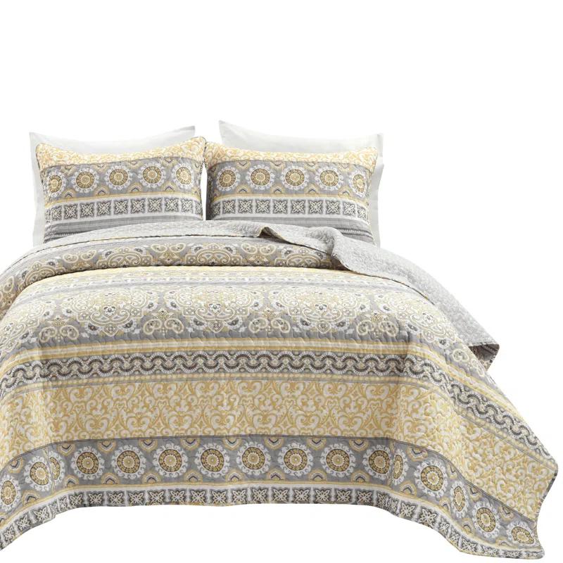Lush Decor Nesco Navy 320 TC Reversible Modern & Contemporary 3 Piece Quilt Set