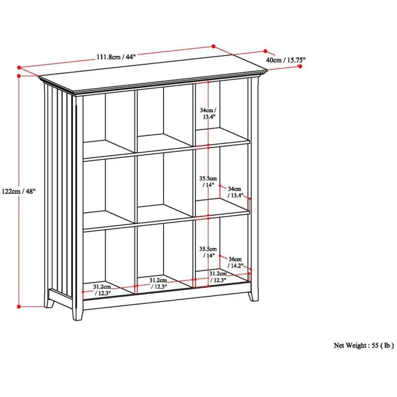 Simpli Home Acadian 44"W Solid Wood 9 Cube Storage Bookcase with Fixed Shelves & Reviews | Wayfair