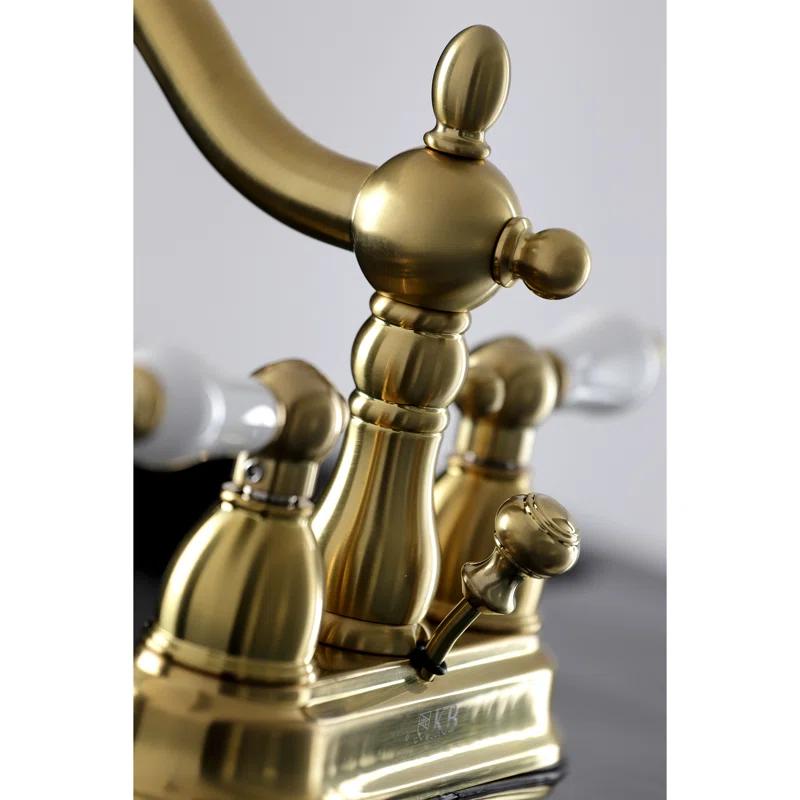 Kingston Brass Heritage Two-Handle 3-Hole Deck Mount 4" Centerset Bathroom Faucet with Plastic Pop-Up