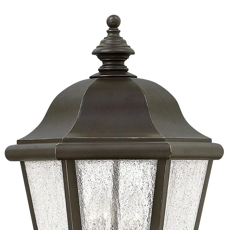 Edgewater 27.75-Inch Oil Rubbed Bronze Outdoor Lantern with Clear Seedy Glass