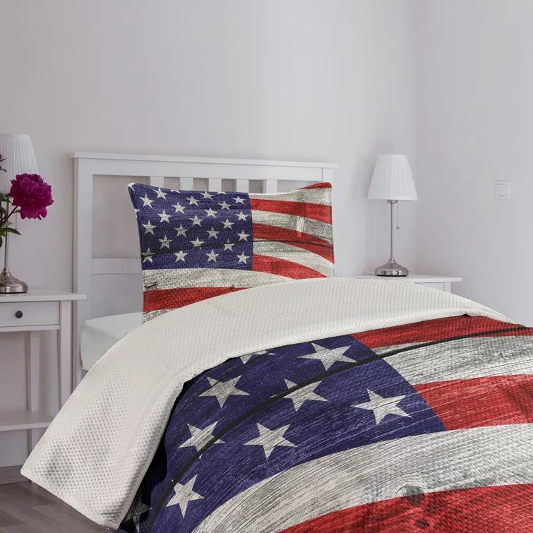 Ambesonne Farmhouse / Country Striped Coverlet Set