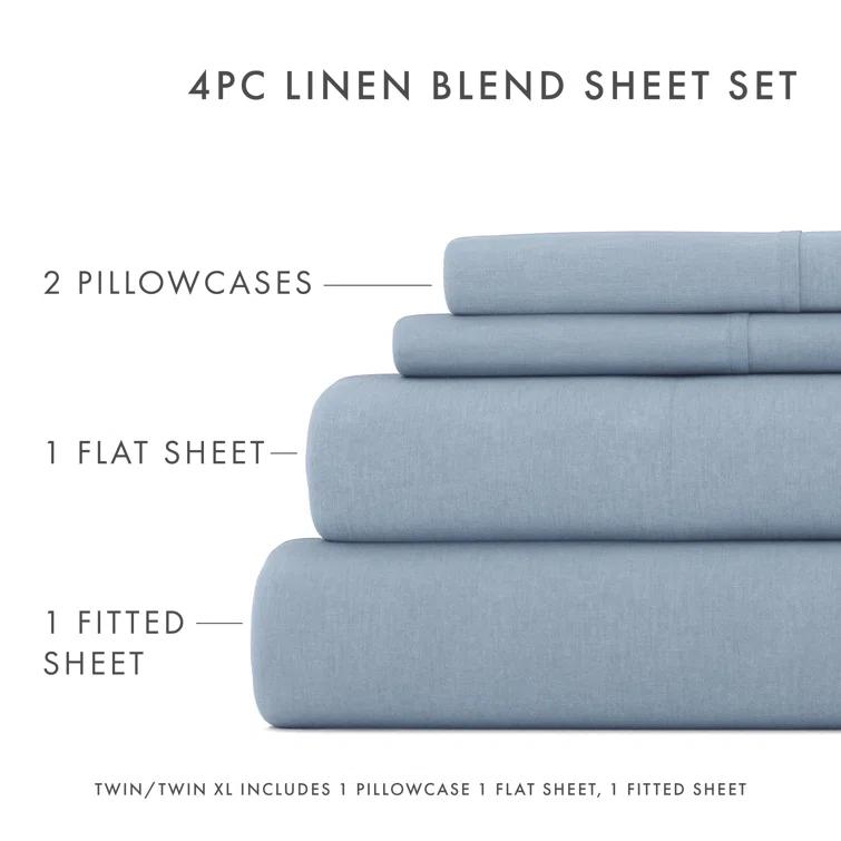 Linen Bamboo-Blend Breathable Luxury Bed Sheet Set