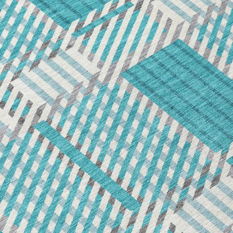 Machine Washable Indoor/Outdoor Chayden ACN1000 Teal Rug