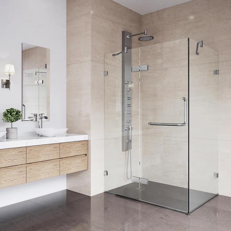 VIGO Monteray 46" W x 30" D x 73" H Hinged Frameless Shower Enclosure with 3/8  Clear Glass VG6011CHCL48