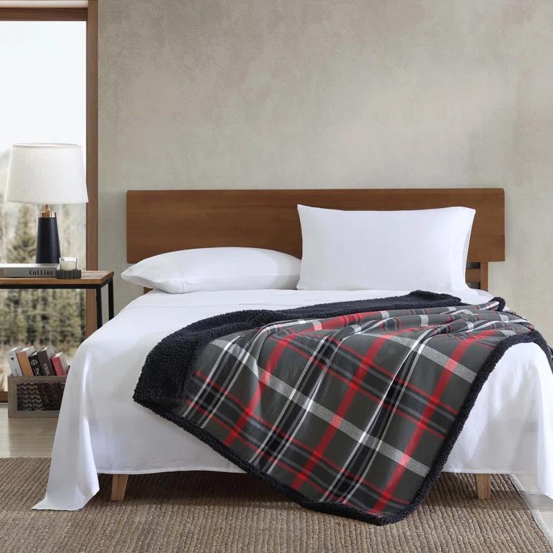 Eddie Bauer Eddie Bauer Printed Flannel/Sherpa Throw Blankets