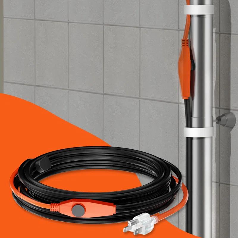VEVOR Pipe Heating Cable 80FT 7W/FT Heat Tape for Pipes with Built-in Thermostat