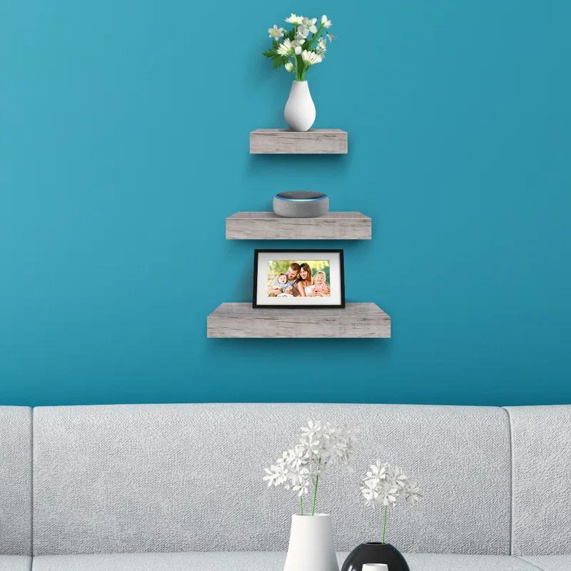 Sorbus Floating Square Shelves Mix Size Set of 3