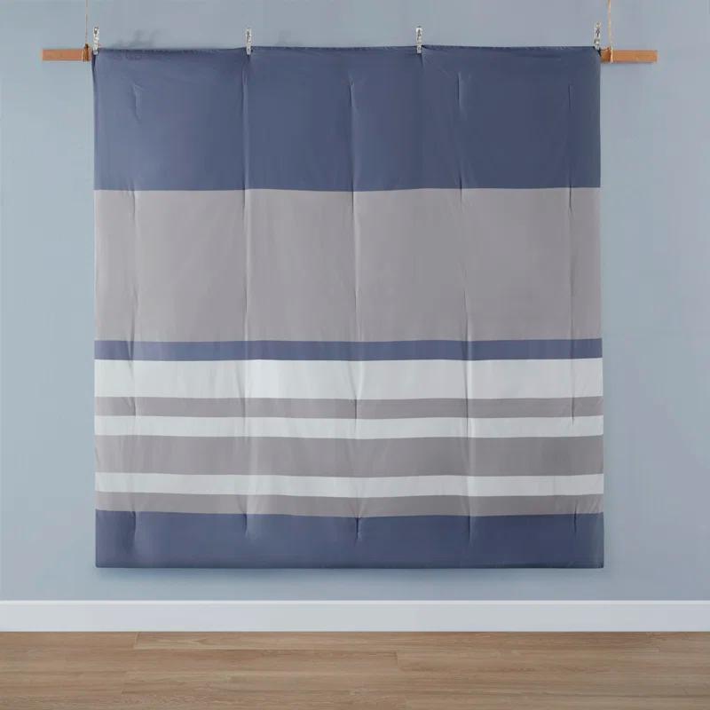 Intelligent Design Marsden Blue/Gray Microfiber Striped Comforter Set with Bed Sheets