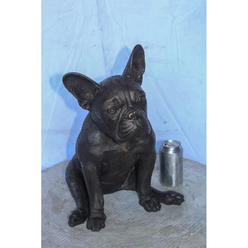 NIFAO Nifao Collection Bronze Statue of French Bulldog Sitting, Elegant Canine Decor 12" x 12" x 17"H