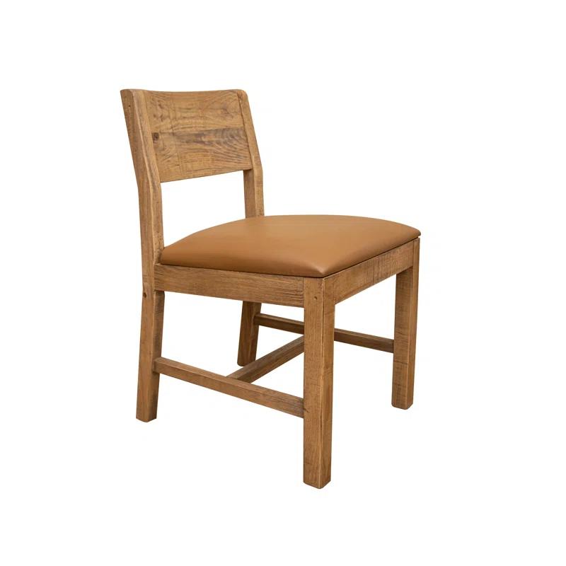 International Furniture Direct Tulum Solid Wood Chair With Upholstered Seat (Set of 2)