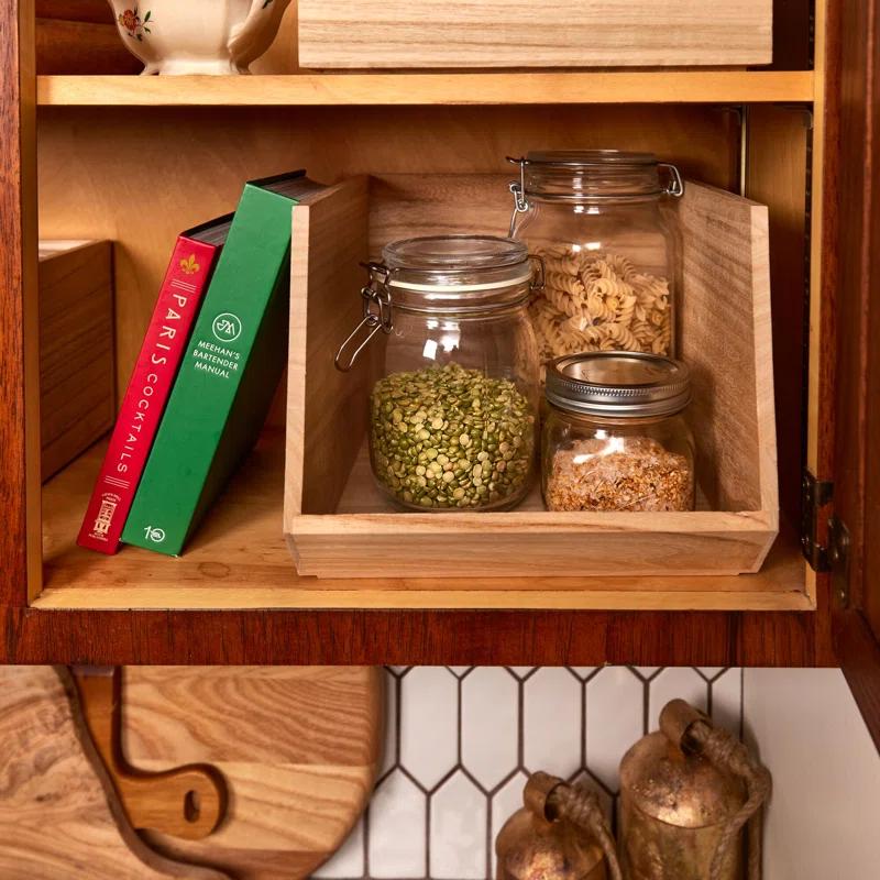 iDesign Renewable Wood Collection in Paulownia Wood Open Front Storage Bin, 11.46" x 8" x 10"