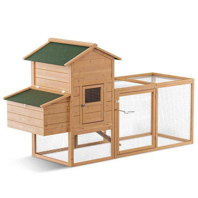 Archie & Oscar™ Allain Outdoor Chicken Coop with Nesting Box, 80" Wood Rabbit Hutch Poultry House Run Cage Enclosure