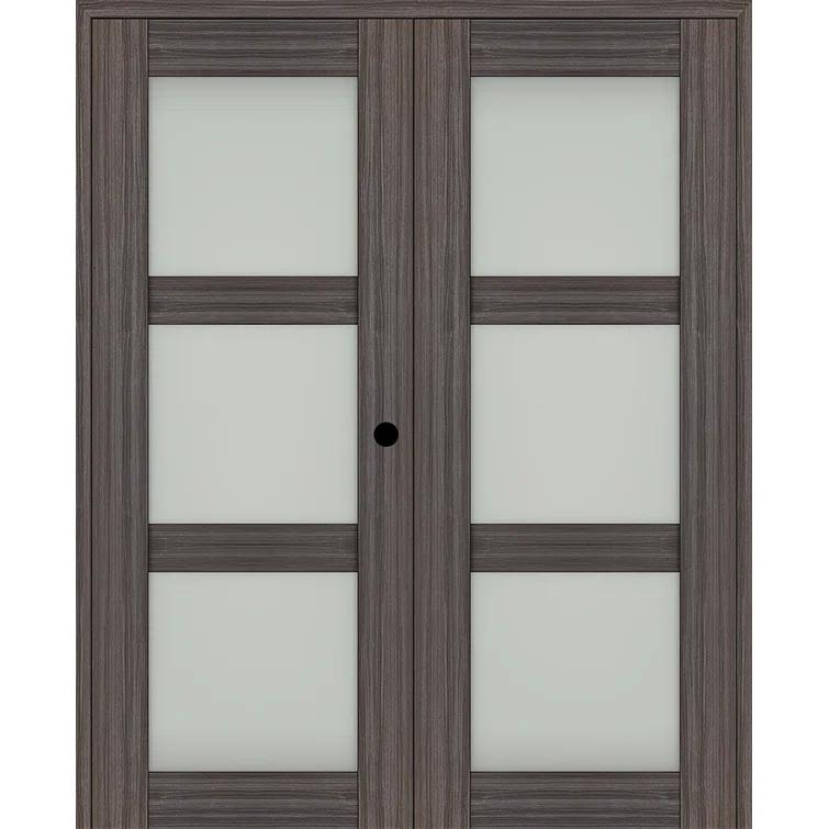 Belldinni Palladio 3 Lite Manufactured Wood and Frosted Glass Interior Double Prehung Door