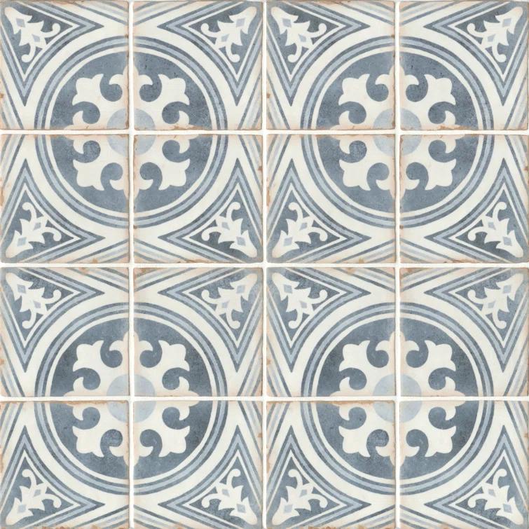 Bedrosians Casablanca 5" x 5" Ceramic Patterned Floor Use Tile (Set of 32)