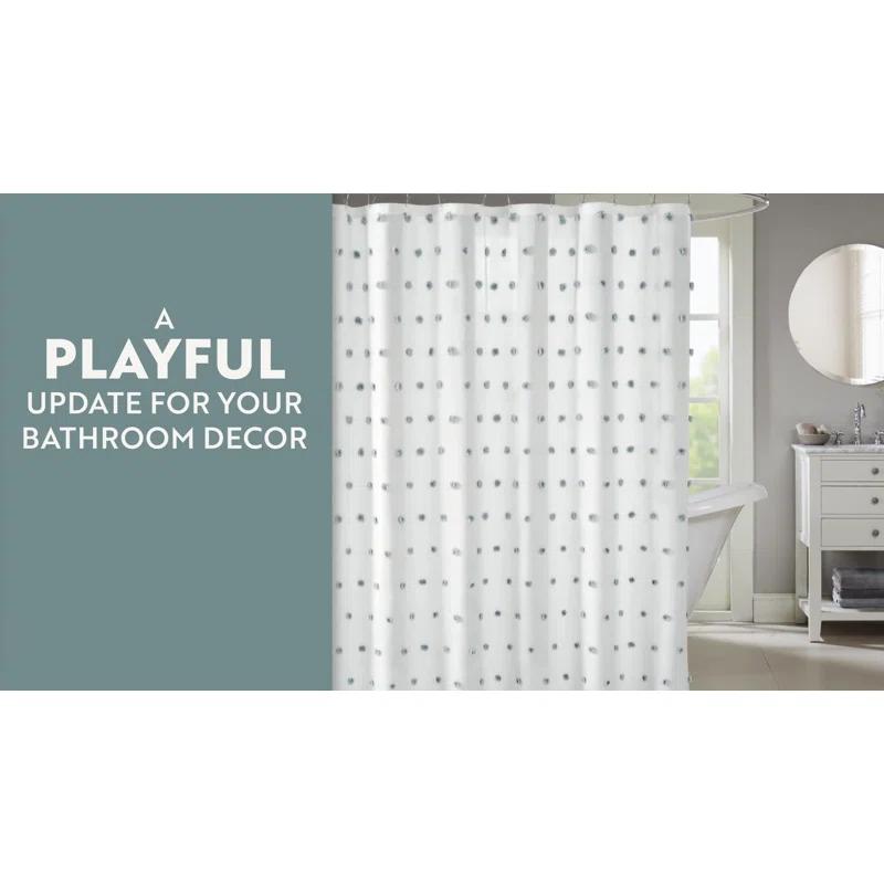 White and Gray Polka Dot Fabric Shower Curtain