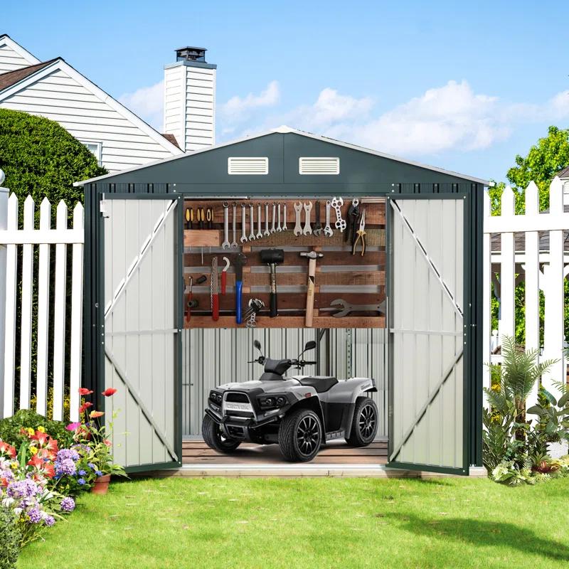 LAVRE 10X12 FT Outdoor Metal Storage Shed with Windows