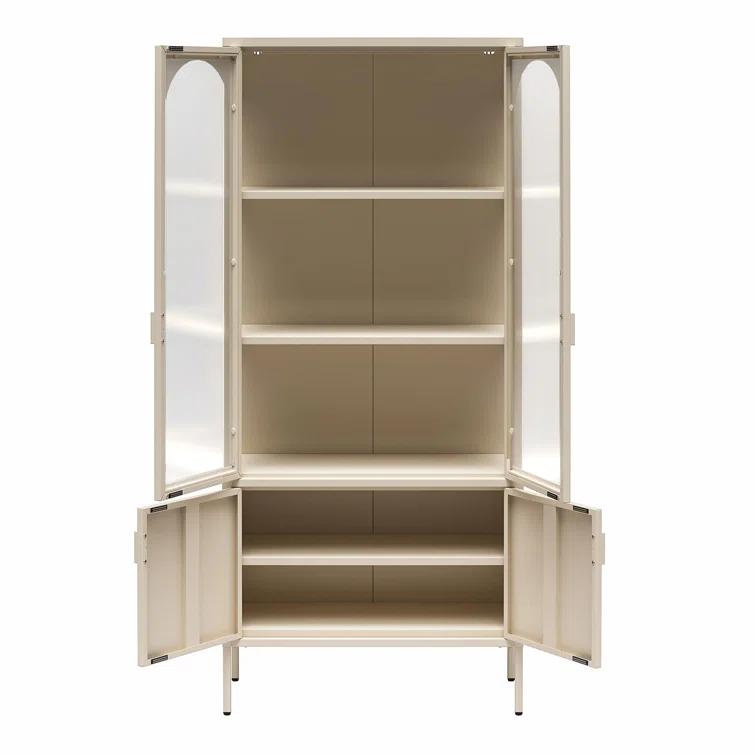 CosmoLiving by Cosmopolitan Chloe Tall Metal Display Cabinet with 2 Arched Glass Doors