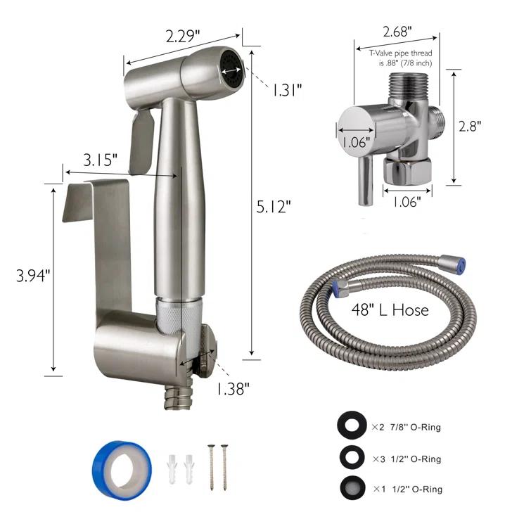 Design House Handheld Bidet Sprayer with Dual Mount and 48-Inch Hose 588913-SS