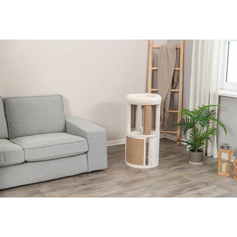 TRIXIE TRIXIE Giorgia 32-in Cat Tower, Combo Plush & Sisal Covered Surfaces, Scratching Posts, Indoor Cat Condo with Padded Bed