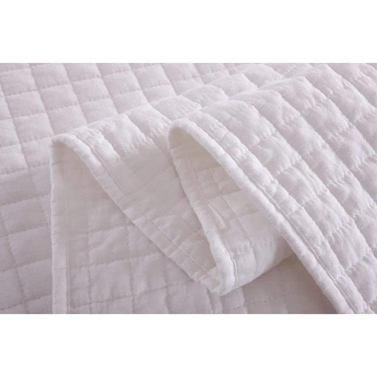 MarCielo WhiteCT Quilt Check Cotton Plaid Quilt Set