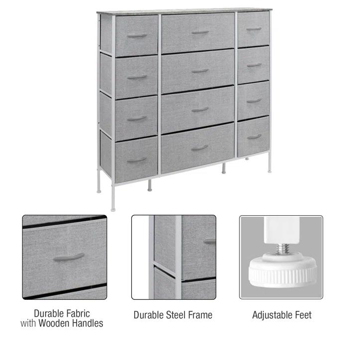 Sorbus Sorbus 12 Drawers Dresser with Steel Frame and Wood Top