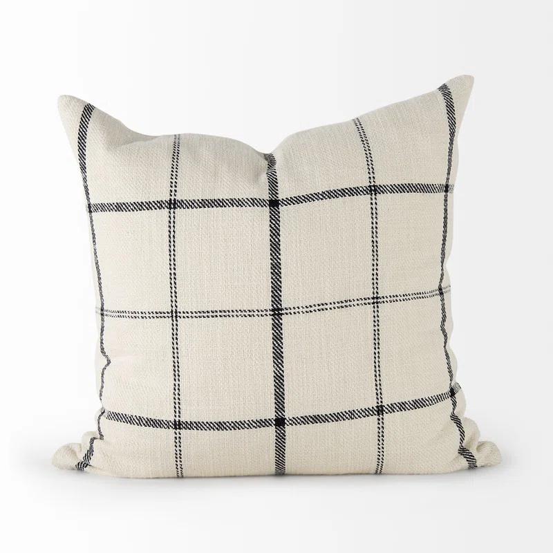 ZeaZu Black And Beige Plaid Square Accent Cover