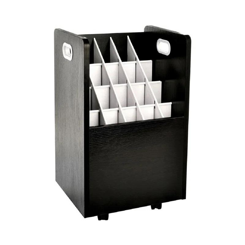 20-Slot Mobile Rolling Wood Blueprint Roll File Large Document Organizer