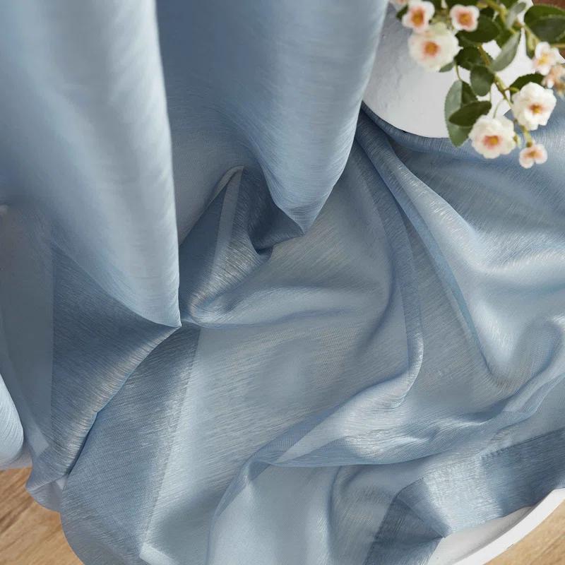 Ebern Designs Lauren Polyester Semi Sheer Curtain Pair (Set of 2)